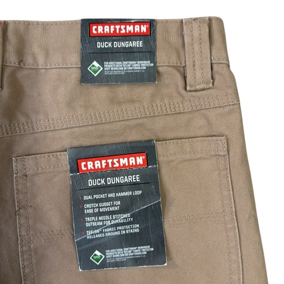 New Sears Craftsmen Duck Dungaree Utility Work Pants Tan Teflon Reinforced 34x33 - Picture 10 of 14